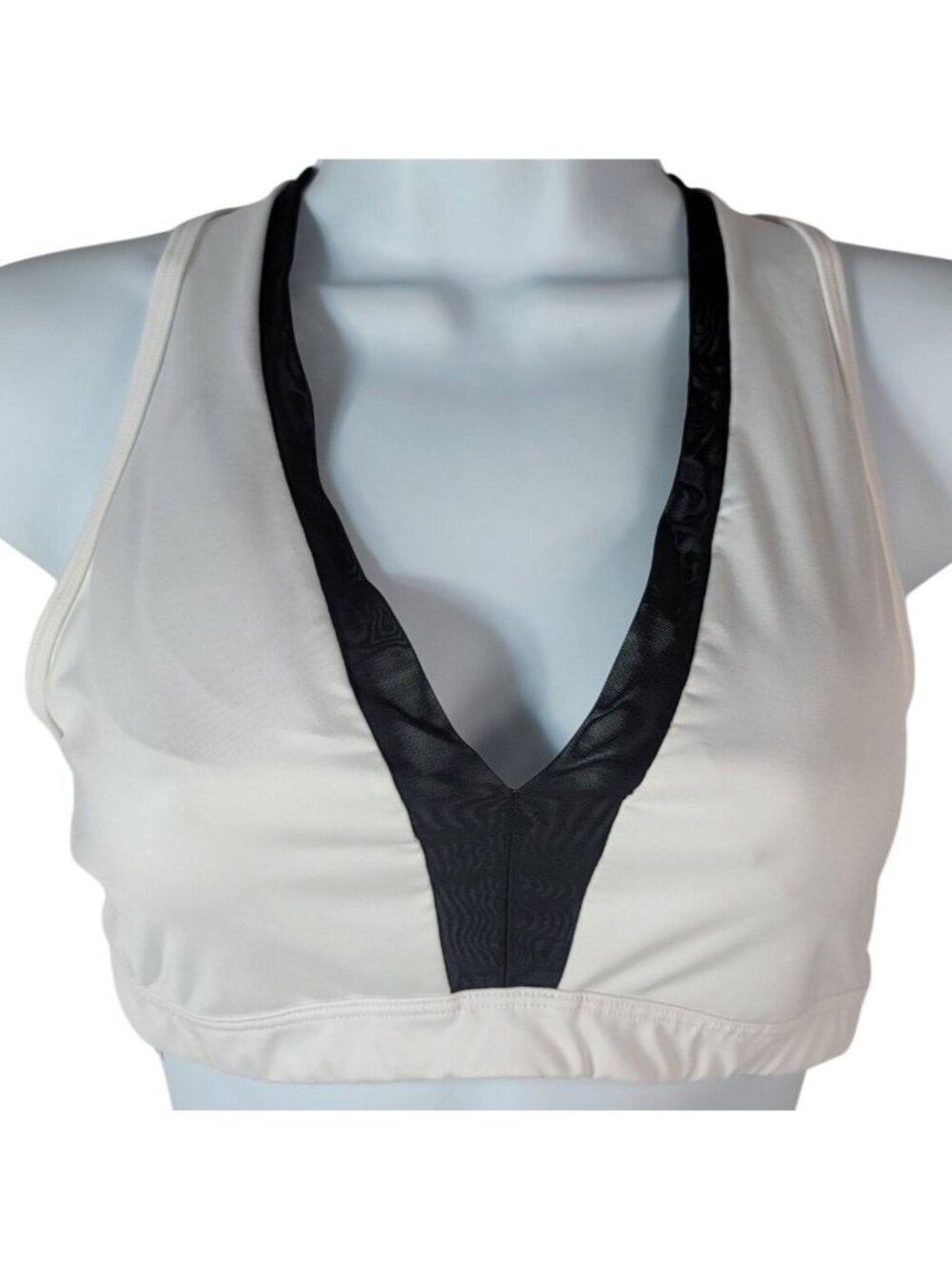 Victoria Sport Bra White Black Medium Criss Cross Strap Wireless Bralette Secret